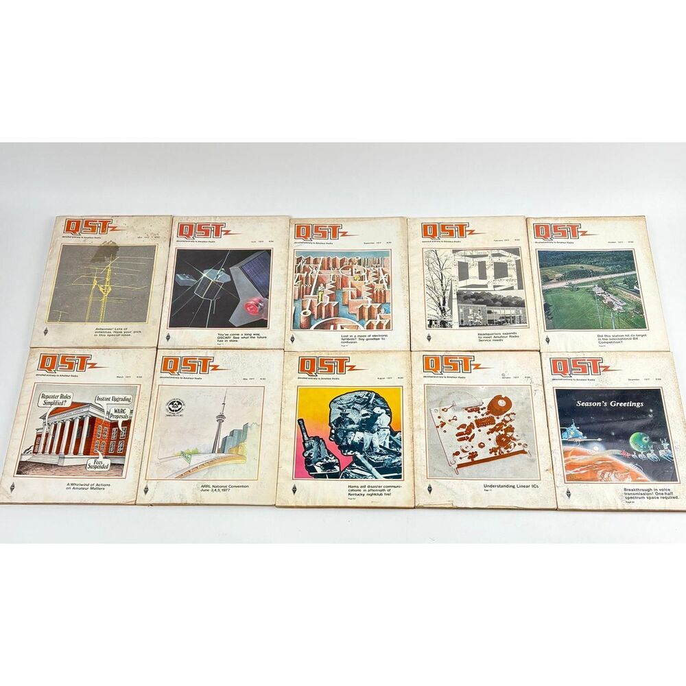 Vintage QST Amateur Radio Magazines Lot of 10 1977 EV2355